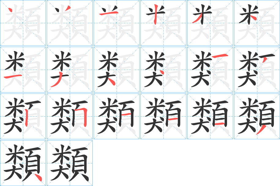 類的笔顺分步演示